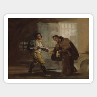 Friar Pedro Offers Shoes to El Maragato and Prepares to Push Aside His Gun by Francisco Goya Sticker